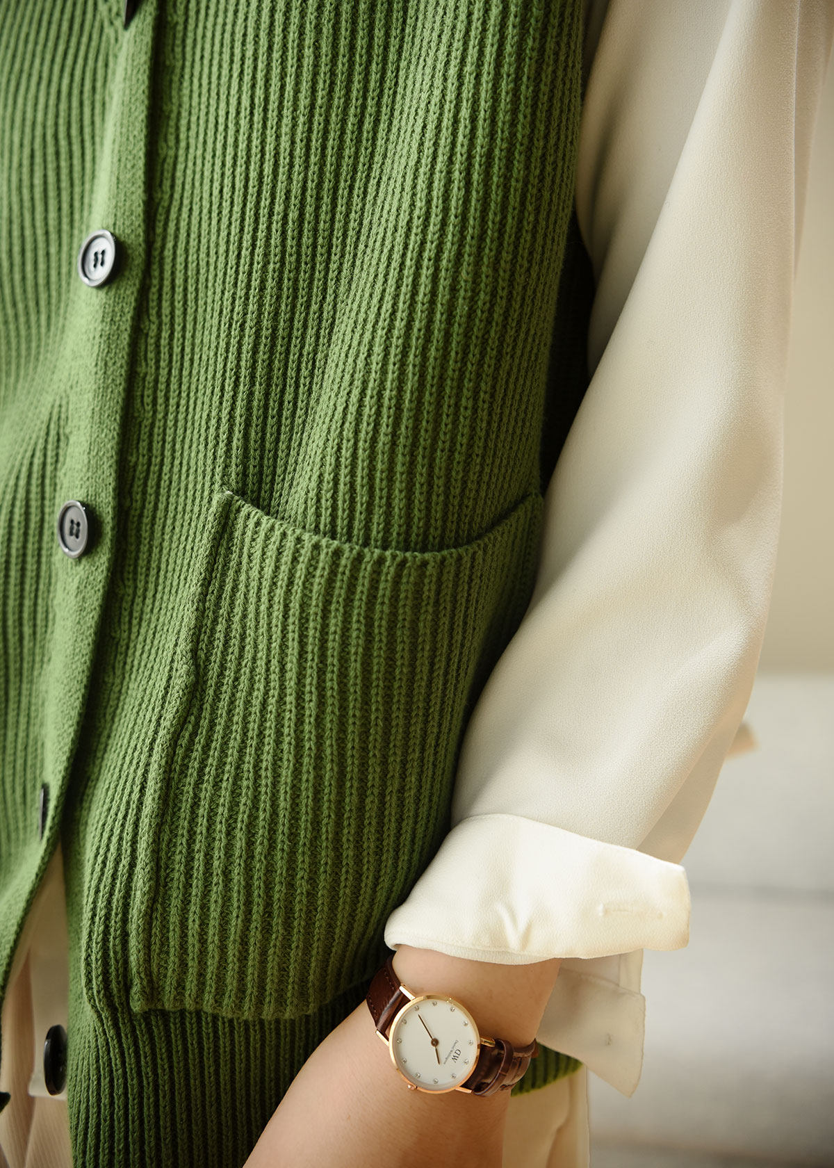 Женская жилетка 简约全棉针织马甲 女士全棉百搭v领开衫上衣 毛衣外套 马甲 秋款 OTHER