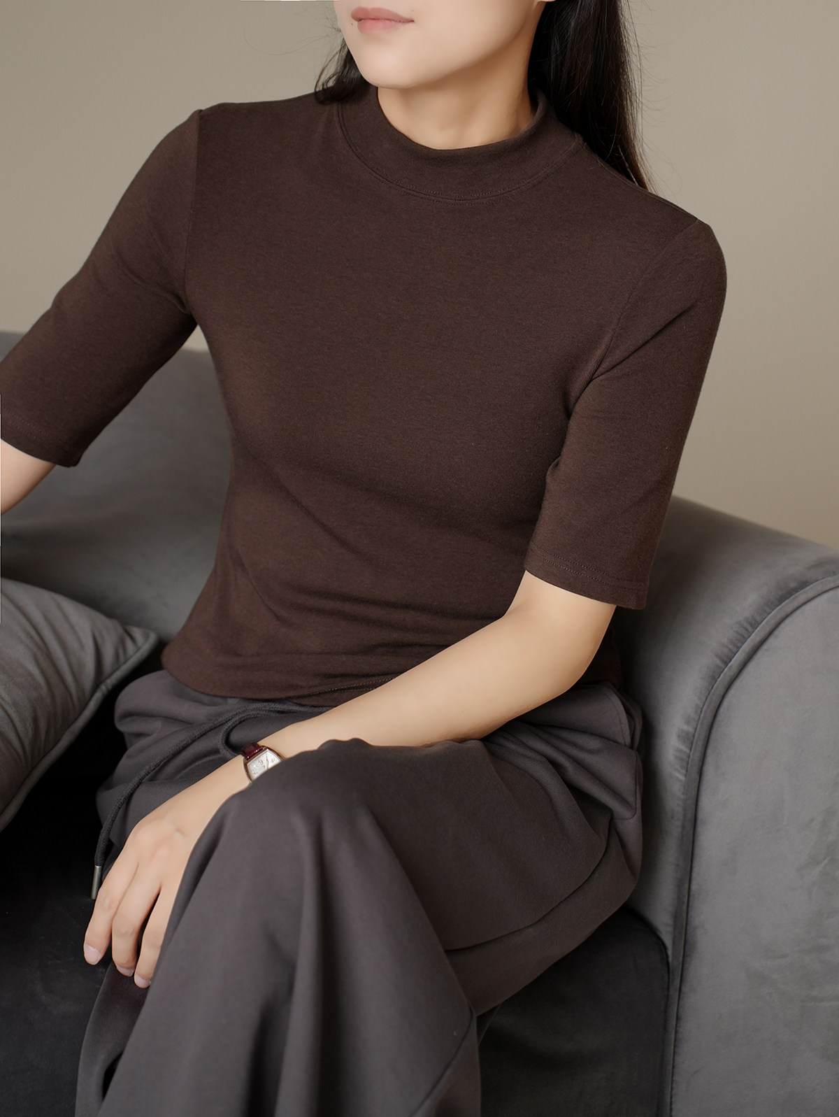 Нежный Мягкий клейкий мисс водолазка пятый из рукава свитер термостатический эластичность твердый теплый короткий рукав шаньдун Интернет магазин 