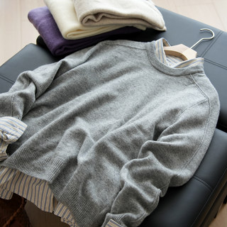 无补 厚款 女士圆领羊毛衫 纯色套头毛衣  秋冬款 女装