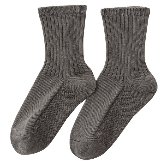 Australian long-staple cotton socks children's pit strip mid-tube socks ribbed mouth solid color comfort pile socks four seasons ຖົງຕີນເດັກນ້ອຍ