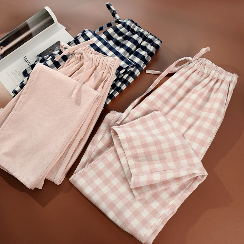 Couple household pajamas lady pure cotton duvet plate long pants Living clothes Spring and Autumn