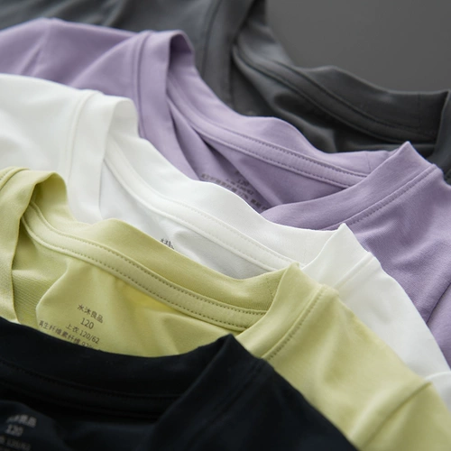 Детская тонкая однотонная футболка подходит для мужчин и женщин, подходит для подростков