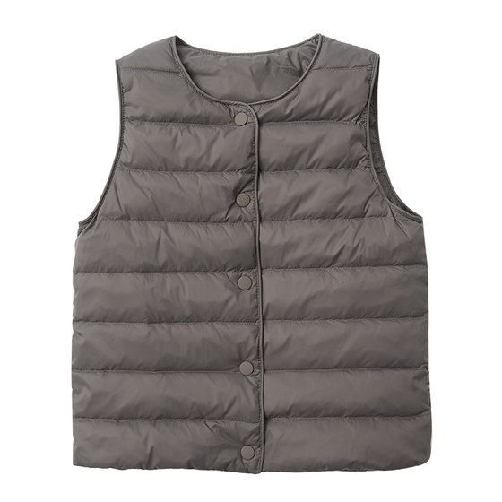 Soft and lightweight down vest for boys and girls, white duck down warm inner liner to prevent velvet leakage, medium and large children