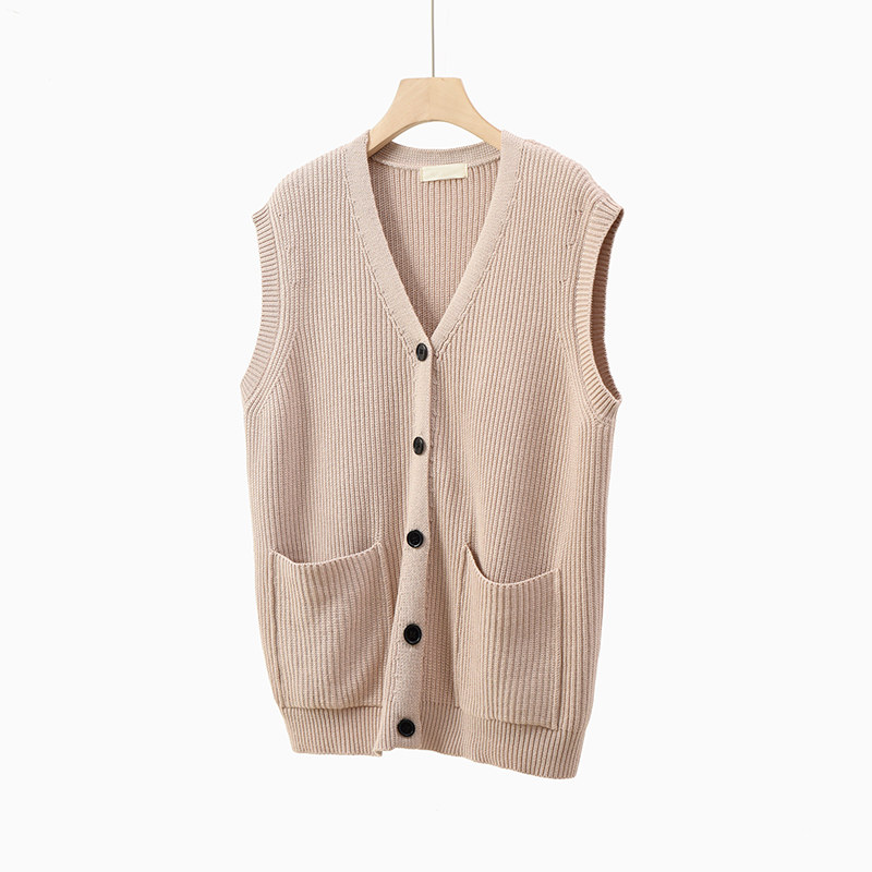 Женская жилетка 简约全棉针织马甲 女士全棉百搭v领开衫上衣 毛衣外套 马甲 秋款 OTHER