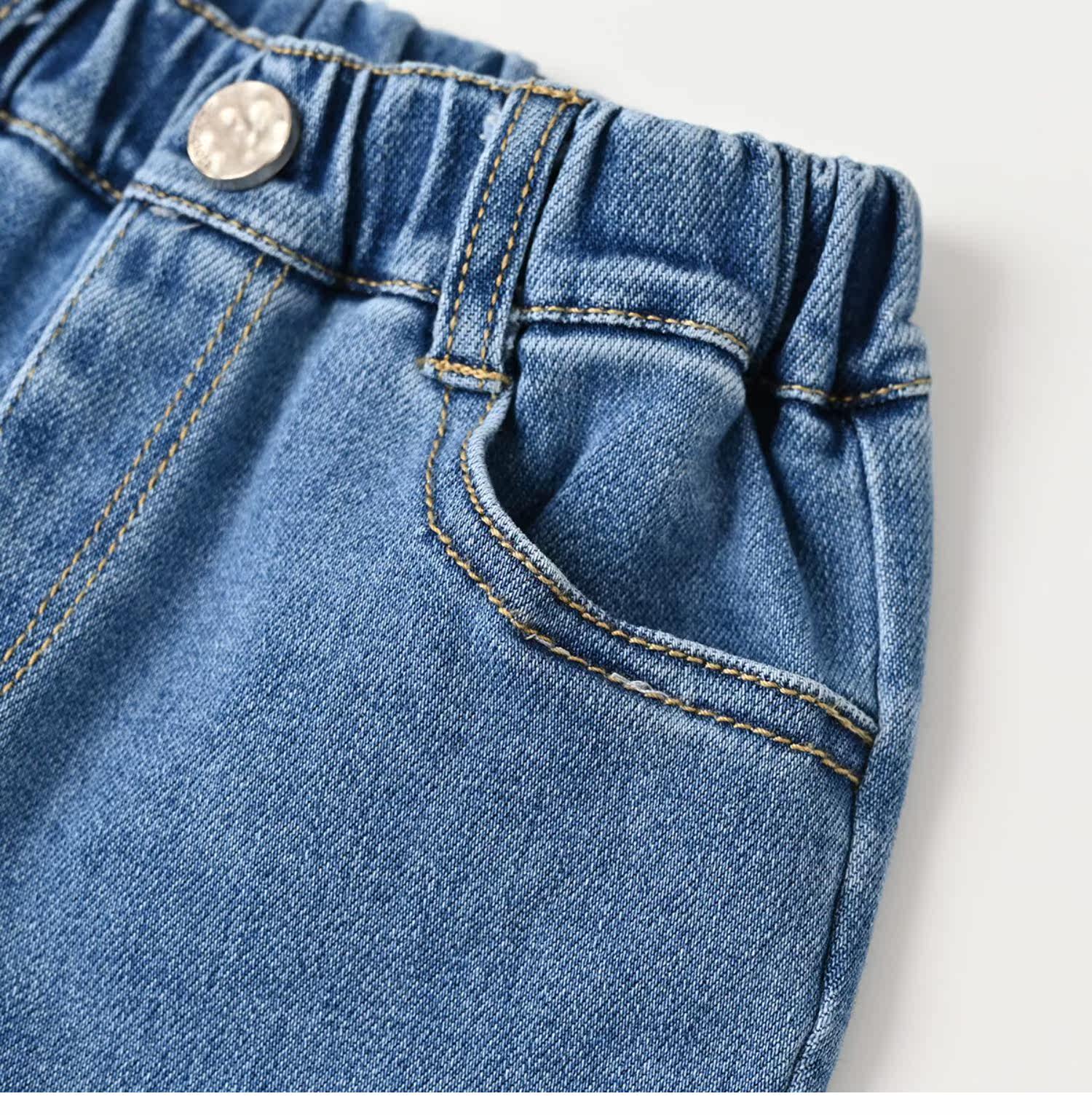 Детские джинсы для мальчиков, эластичные осенние штаны, подходят для подростков     