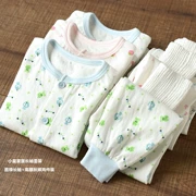 Tốt cotton mềm bé pinhole cotton set quần eo cao mùa thu quần áo mùa thu cao eo chăm sóc bụng trẻ em mùa xuân và quần áo mùa thu