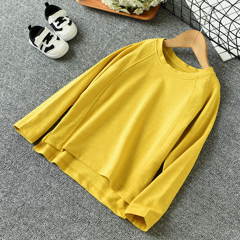 Áo phông trẻ em bằng tre dài Áo phông bé trai và bé gái cotton cổ tròn Áo pull trẻ em mùa thu mới áo phông sexy cho bé 