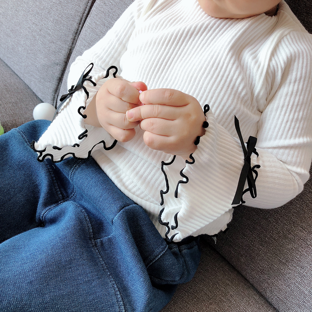 Áo thun trẻ em có tay áo bằng vải cotton tay dài Áo thun trẻ em lớn cho bé gái mùa thu quần áo trẻ em áo thun em bé