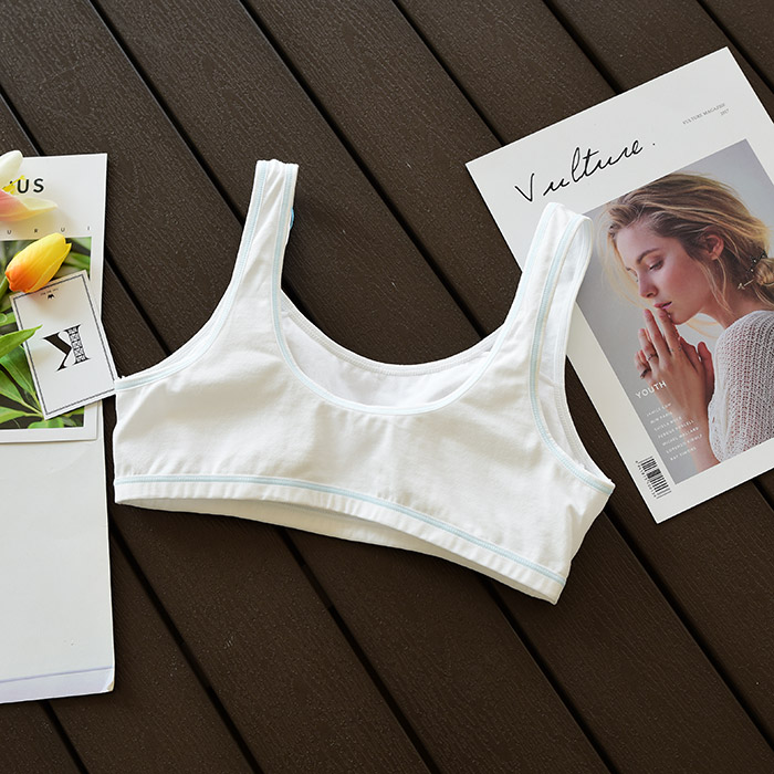 Áo lót cotton tuổi teen Không có vòng thép cốc mỏng Đồ lót học sinh Bốn mùa mặc được áo lót mỏng
