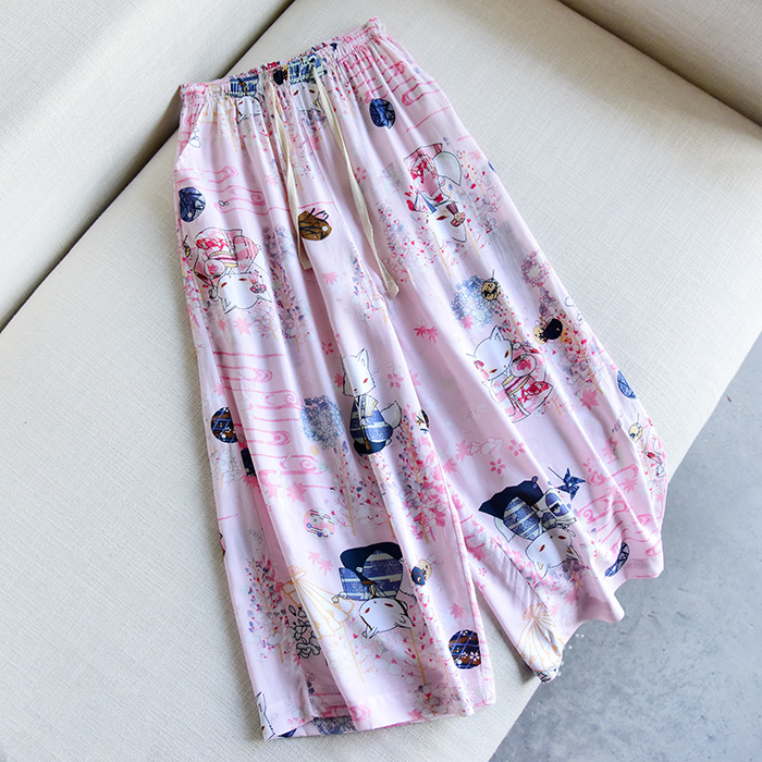 Quần cotton nam cắt cúp Quần nữ Quần ống rộng Quần nhà mùa hè Đồ ngủ mùa hè Nữ mặc quần áo nam hàng hiệu