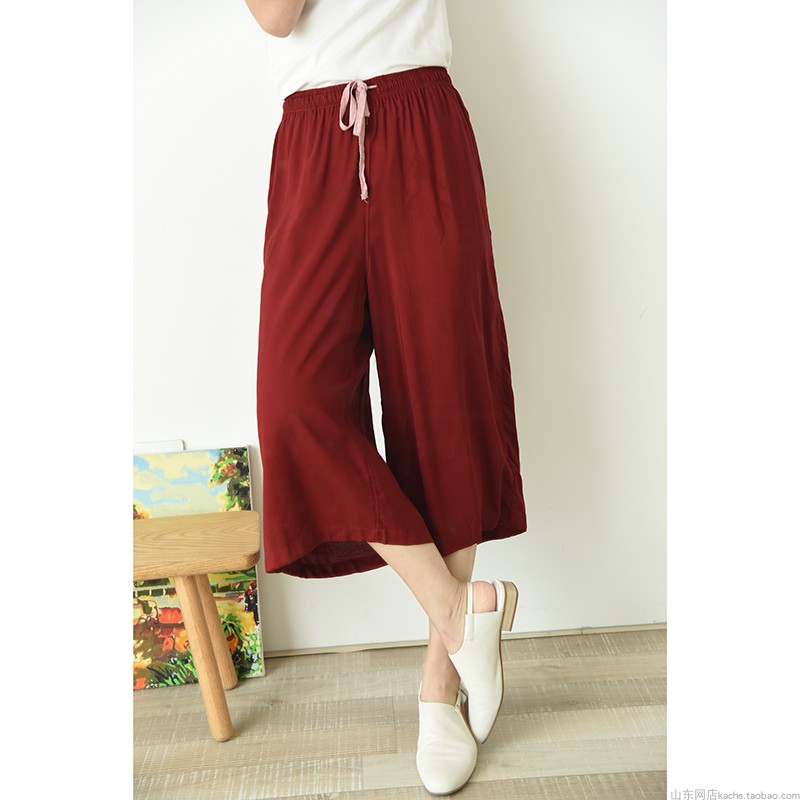 Màu sắc mới draping mịn màng và mềm mại thoải mái bông quần chân rộng phụ nữ cắt quần mùa hè ăn mặc mẹ cũng thích mặc mẫu áo sơ mi cho u60