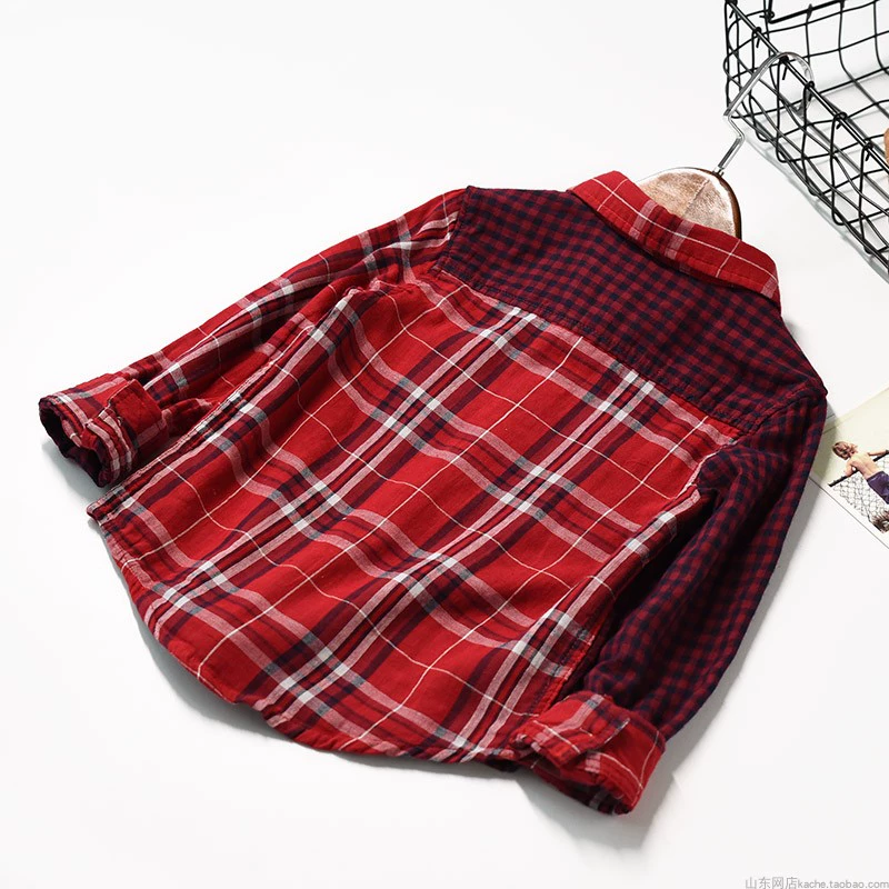 Mềm mại và thoáng khí thoải mái Trẻ em áo gạc hai lớp Áo sơ mi cotton dài tay cho bé trai thời trang bé trai