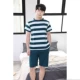 Phá mã xử lý cặp mẫu quần áo sọc nhà phù hợp với quần short cotton ngắn tay nam và nữ bộ đồ dài tay nữ