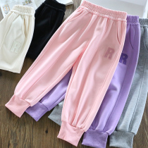 23 Fall new flocking male and female children casual sports pants spring autumn girl R Pets practical baby loose wear pants