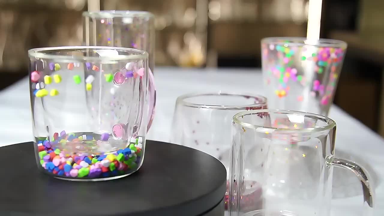 Double Walled Glass Coffee Mugs Cup Can Snow Globe Tumbler Double Wall