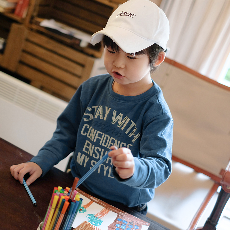 Xiaoxin and Beta-Very Boys Thickened Bamboo Embroidered Print Children's Spring and Autumn Pullover Casual Top 2 Colors