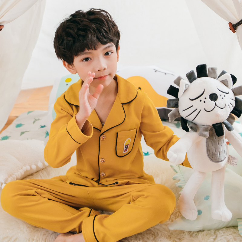 Boy Sleepwear Pure Cotton Long Sleeve Spring Autumn Season Little Boy Children Full Cotton Cartoon Home Wear Thin CUHK Child Suit