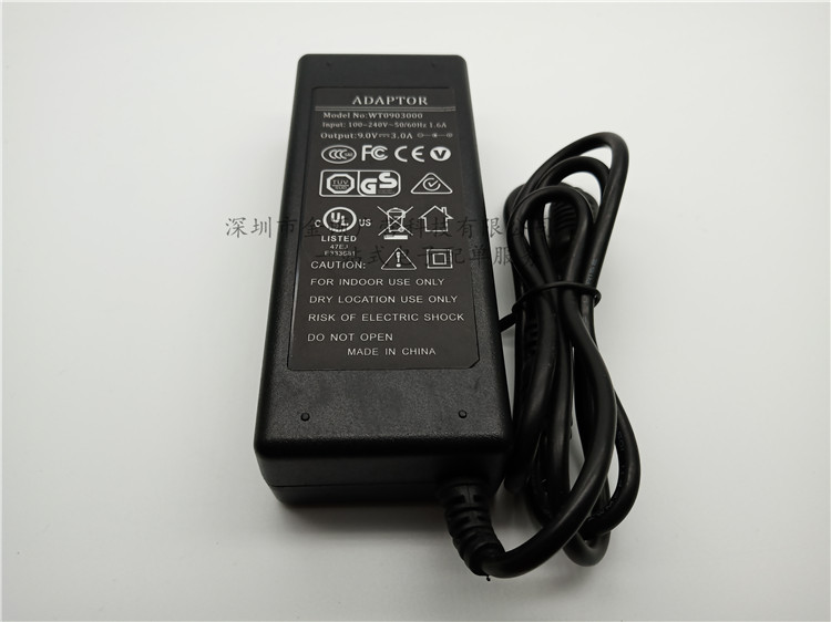 9.0V3.0A Ac100-240V 50/60Hz Dc9V 3A 3000Ma Power Adapter with Cable