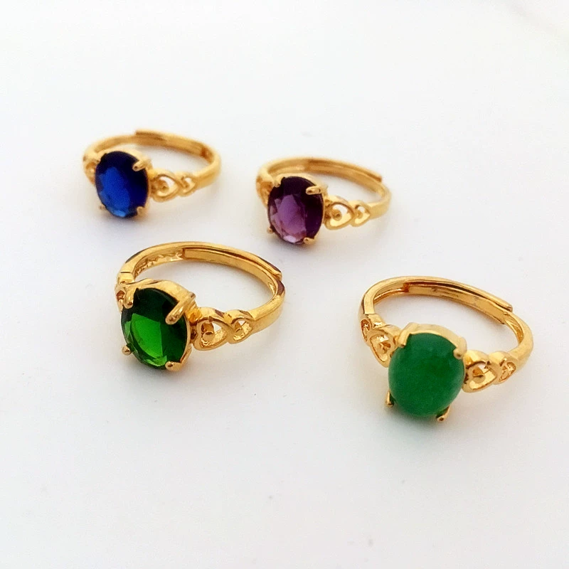 Liên minh châu Âu 24k mạ vàng giả vàng đá quý vòng nữ thời gian dài không phai mờ giả Việt Nam cát vàng ruby ​​vòng nhẫn kim cương tự nhiên