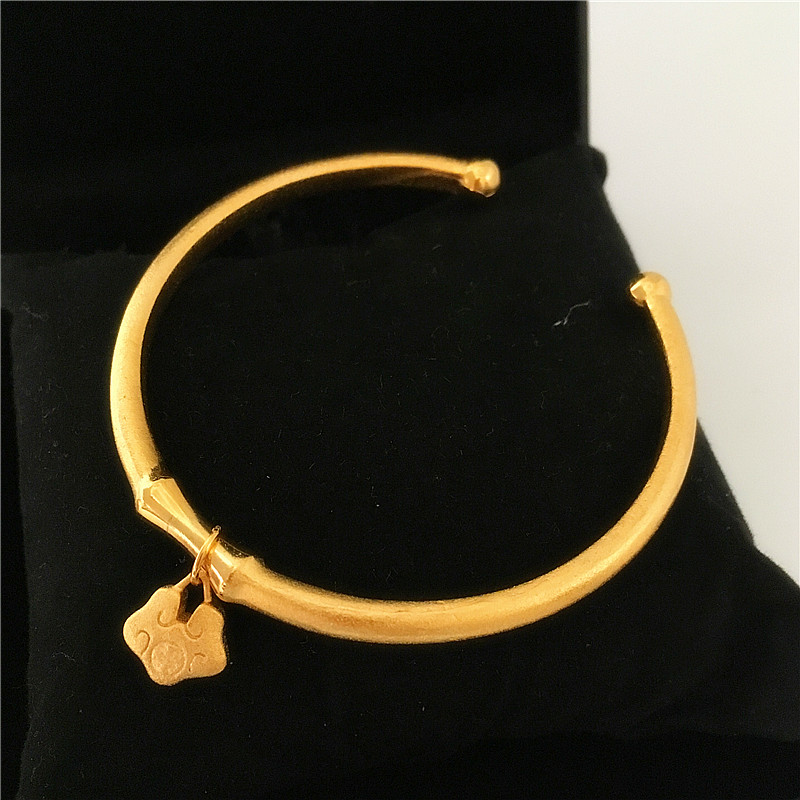 Mới chà Long Life Lock Bracelet Việt Nam Sha Jin mở tre Bracelet 24K đồng mạ vàng dài không màu đồ trang sức