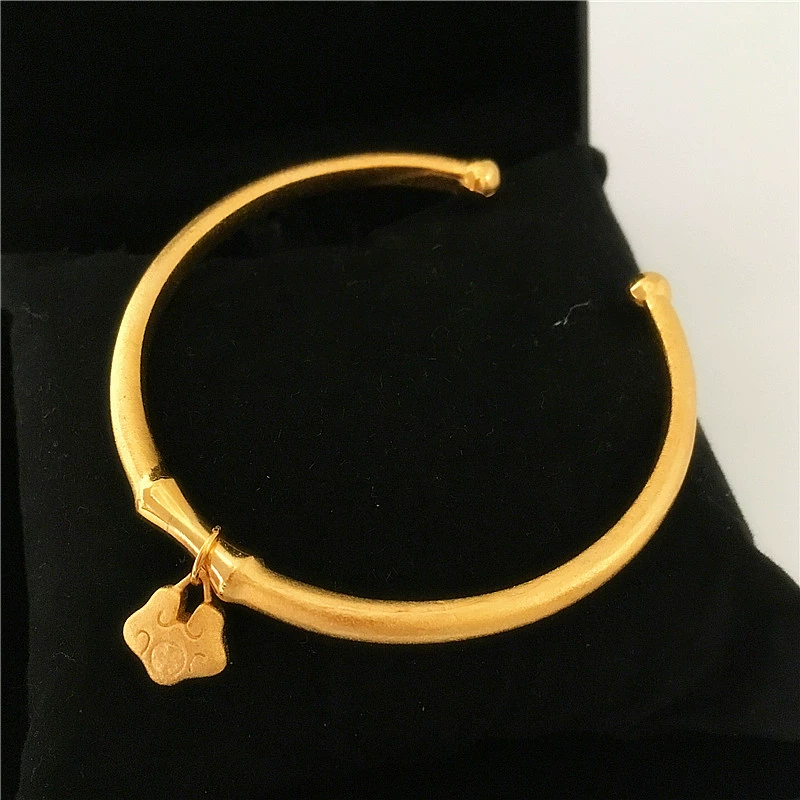 Mới chà Long Life Lock Bracelet Việt Nam Sha Jin mở tre Bracelet 24K đồng mạ vàng dài không màu đồ trang sức vòng tay tinh lâm