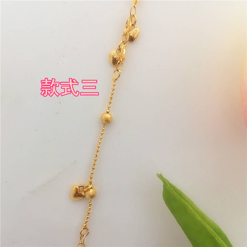 Vòng chân nữ mới Shajin phiên bản Hàn Quốc của vòng đeo tay tình yêu mạ vàng 24K đơn giản, vòng chân giả vàng không phai vòng đeo chân cho nữ