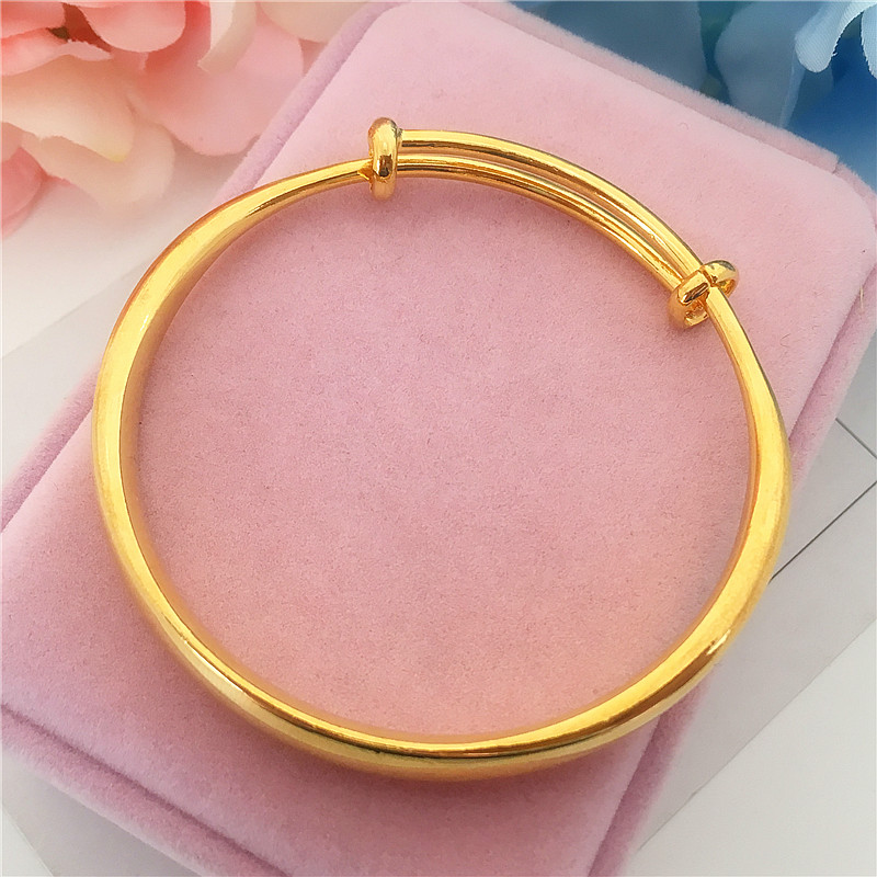 Vòng tay vàng cát mới nữ 24k đồng mạ vàng dày, dày mặt bóng sao cưới Vòng tay lâu năm không phai vòng tay vàng 18k