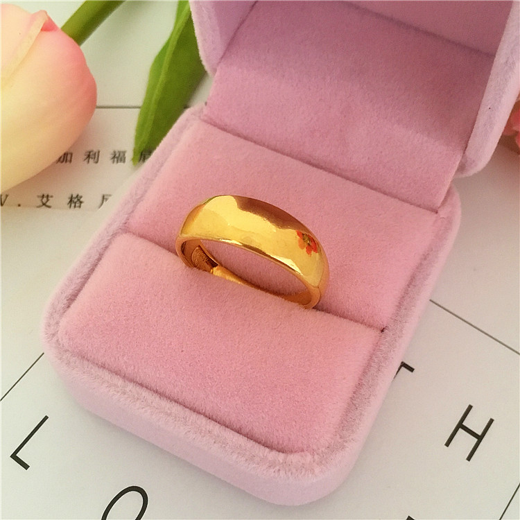 Việt Nam Sha Jin Glossy Đàn ông và Phụ nữ Mô phỏng Cặp đôi mạ vàng Nhẫn màu vàng Mở dài Màu sắc vượt thời gian 18k Quà tặng nhẫn đôi đẹp
