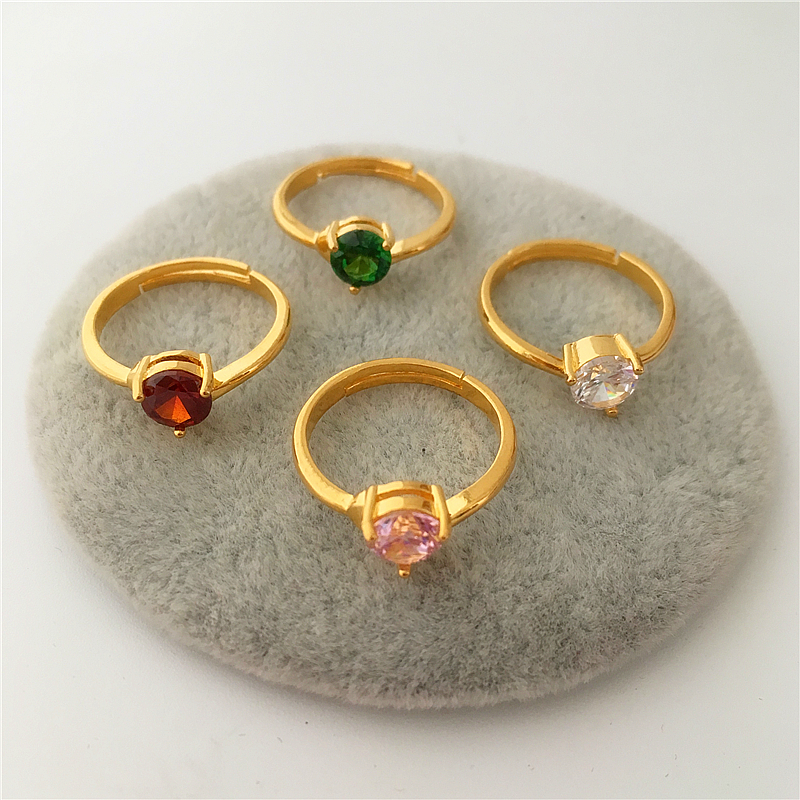Mới giả Việt Nam nhẫn cát vàng zircon nhẫn Euro 24k đồng mạ vàng mô phỏng ruby ​​mở nhẫn nữ nhẫn kim tiền