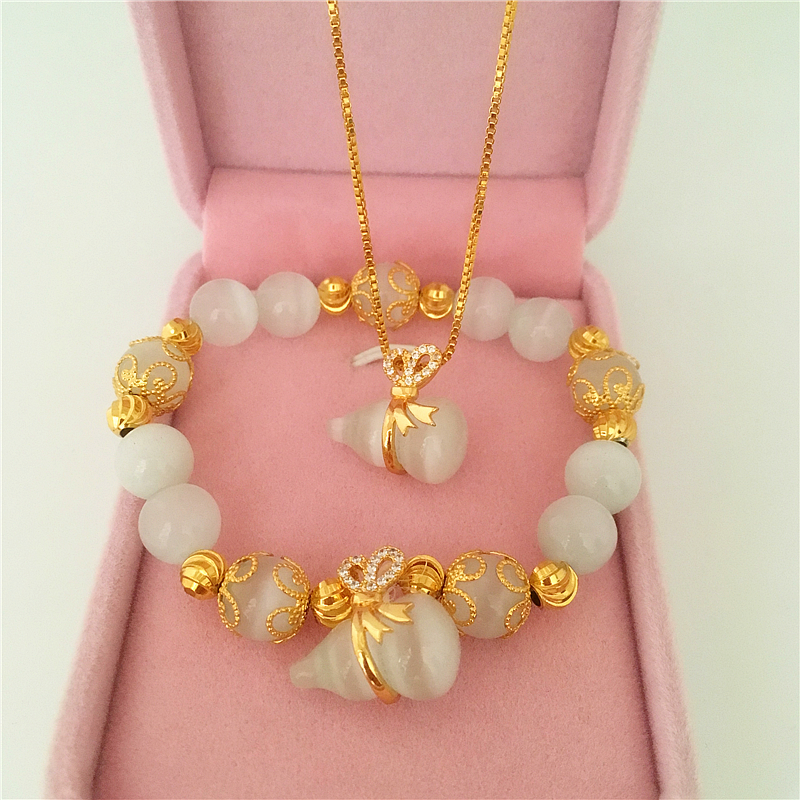Mới DIY vòng tay trắng opal Palăng đeo tay nữ may mắn Nafu 24K mạ vàng giả cát chuyển vòng tay vàng - Vòng đeo tay Clasp vòng tay bạc