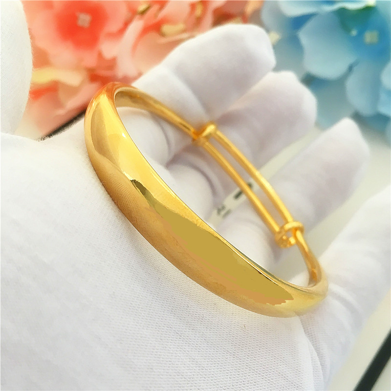 Vòng tay vàng cát mới nữ 24k đồng mạ vàng dày, dày mặt bóng sao cưới Vòng tay lâu năm không phai vòng tay vàng 18k