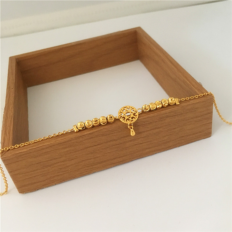 Phiên bản Hàn Quốc mới của Shajin vòng chân nữ 24K đồng mạ tiền chuyển hạt vòng chân giả vàng lâu không phai trang sức vòng chân nhảy múa