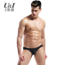 2-pack U & I sexy briefs men transparent thin breathable Ice Silk one-piece convex scrotum support tide underwear