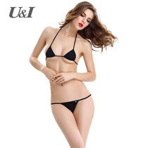 U & I Sexy Mini Womens Bra Set Deep v Elastic Transparent Thin Ice Silk One Piece of Intractable Tt Panties