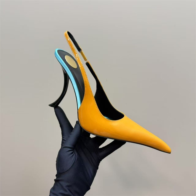 Free Shipping 2026 Model High Heels with Unique Shaped Heels, Pointed Toe, Duckbill Toe, Colorful Patent Leather, Open-Back, Shallow Mouth Women's Shoes with Color Matching Free Shipping 2026 Model High Heels with Unique Shaped Heels, Pointed Toe, Duckbill Toe, Colorful Patent Leather, Open-Back, Shallow Mouth Women's Shoes with Color Matching