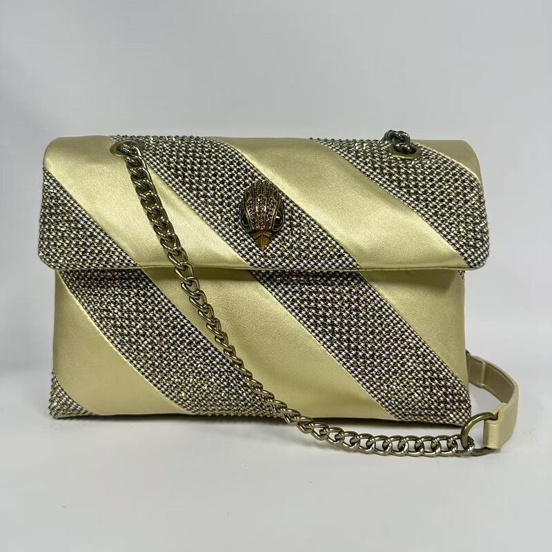 Free Shipping Uk Kurt Geiger Cross-Border Eagle Head Houndstooth Patchwork Rhinestone Single Shoulder Crossbody Chain Bag Patchwork