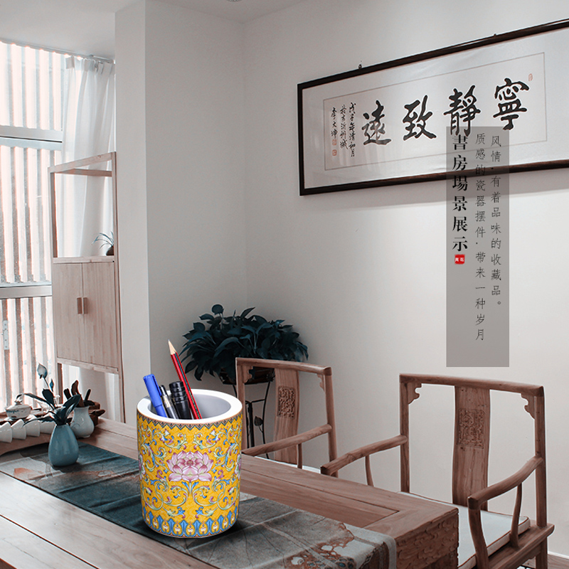 Jingdezhen porcelain enamel see colour pen container of new Chinese style decoration porcelain decoration in place to live in the living room a study desk