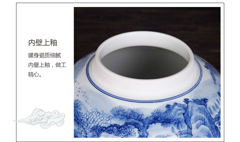 Jingdezhen blue and white landscape complete ceramic pot home furnishing articles sitting room TV ark, porcelain decoration