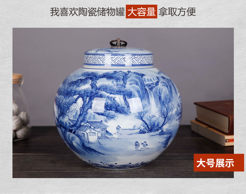 Jingdezhen blue and white landscape complete ceramic pot home furnishing articles sitting room TV ark, porcelain decoration