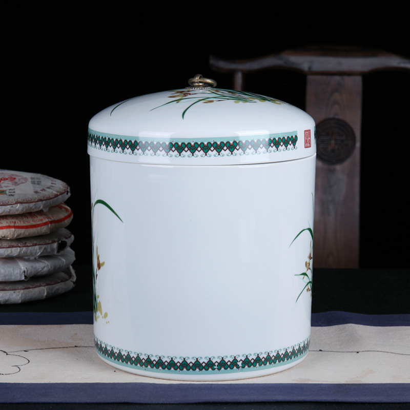 Jingdezhen ceramic cake tea cake, the seventh, peulthai the large tea caddy fixings household box seal pot