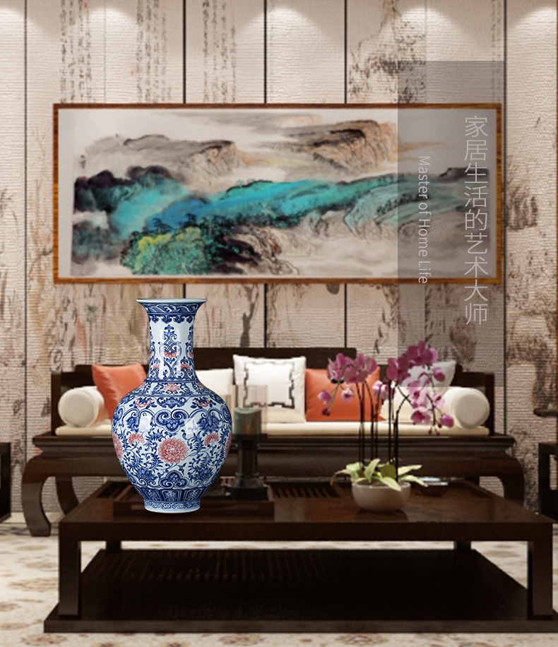 New Chinese style is I sitting room adornment furnishing articles of blue and white porcelain of jingdezhen ceramic contracted household flower vase