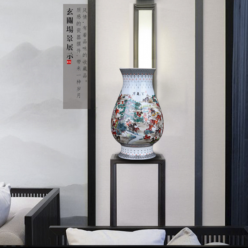 Jingdezhen ceramic hand - made the deer statute of blessing barrels vase decoration place to live in the sitting room porch flower arrangement