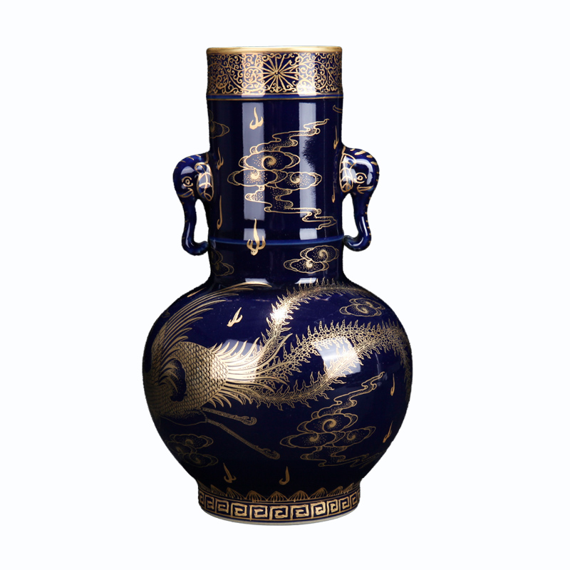 Jingdezhen ceramic vases, new Chinese style paint phoenix double like home rich ancient frame sitting room adornment is placed
