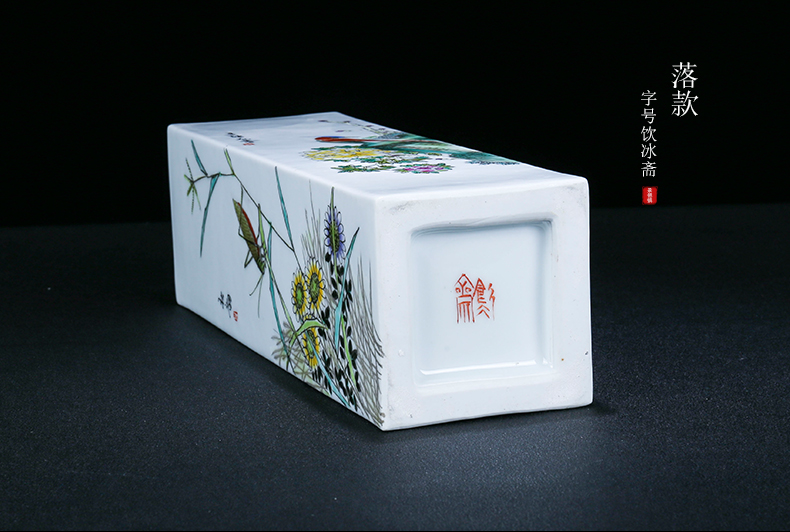 Jingdezhen ceramic manual charactizing a fine spring day square bottle decoration of new Chinese style living room a study vase furnishing articles