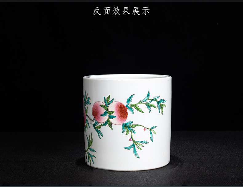 Jingdezhen ceramic sitting room wine peach porcelain ornaments furnishing articles office study of new Chinese style brush pot