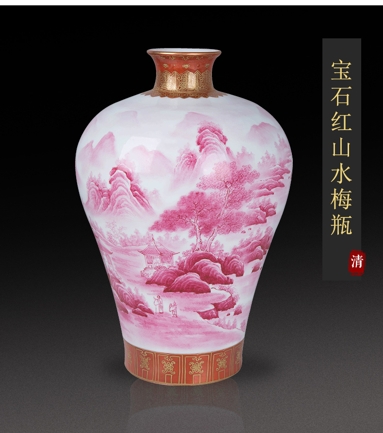 Jingdezhen ceramic craft paint ruby red berries bottled act the role ofing is tasted furnishing articles large living room TV cabinet flower arrangement