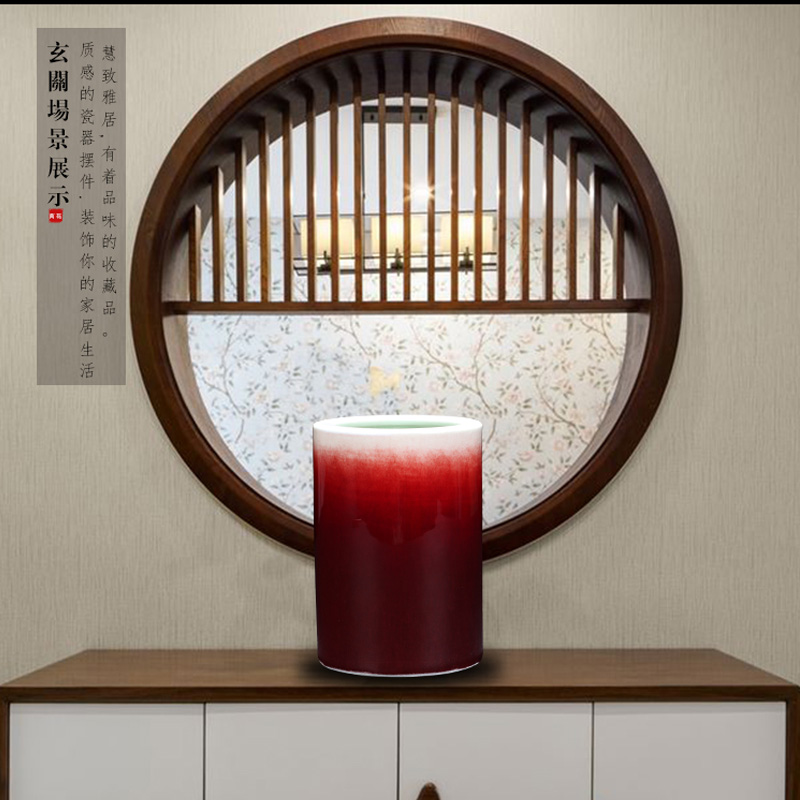 Jingdezhen ceramic I and contracted ruby red pen container decorative porcelain gifts place to live in the living room a study desk