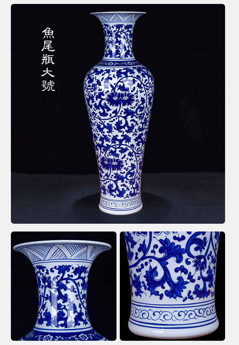 I and contracted blue and white porcelain of jingdezhen ceramics with a silver spoon in its ehrs expressions using lotus bottle home sitting room decoration to the hotel feel furnishing articles