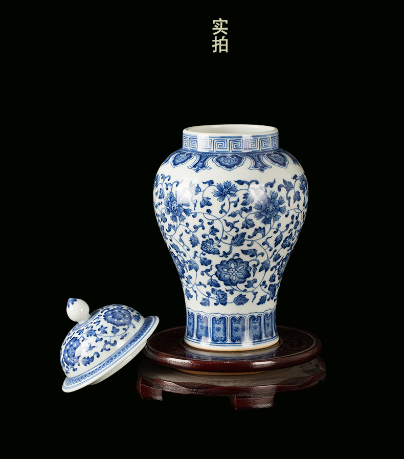 Jingdezhen ceramic new Chinese general canned adorn article place to live in the sitting room of blue and white porcelain vase decoration in China