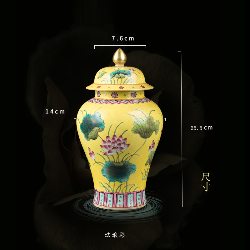 The general tank porcelain of jingdezhen porcelain enamel color restoring ancient ways lotus home sitting room TV ark adornment furnishing articles
